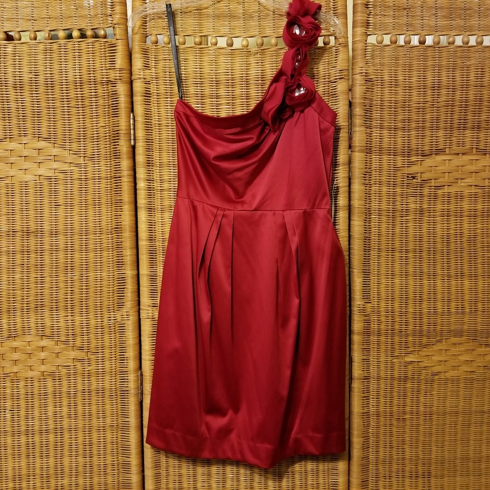 Bisou Bisou Red Satin Cocktail Dress